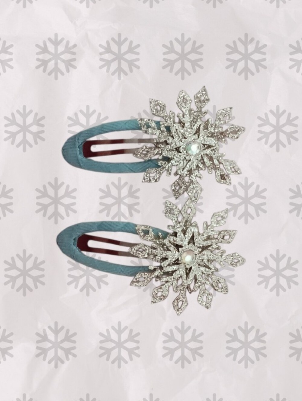 Silver Snowflake Hair Clips - Picture 1 of 6